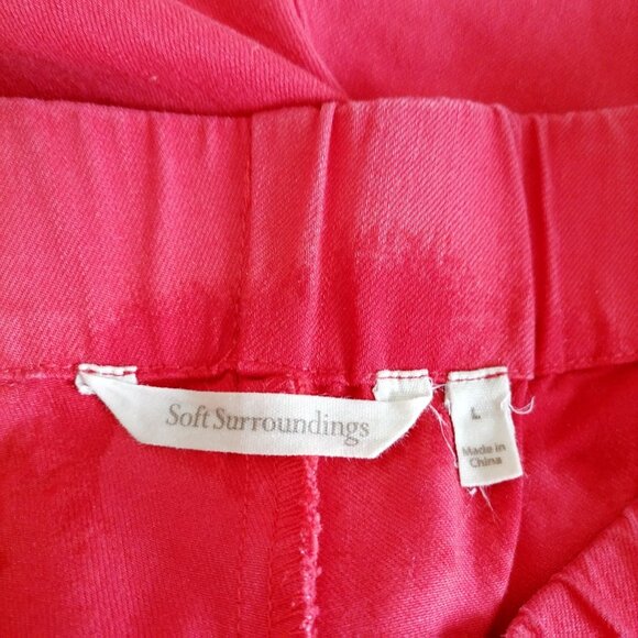 Soft Surroundings Womens Red High Rise Button Hem Straight Leg Dress Pant Size L - Picture 6 of 7